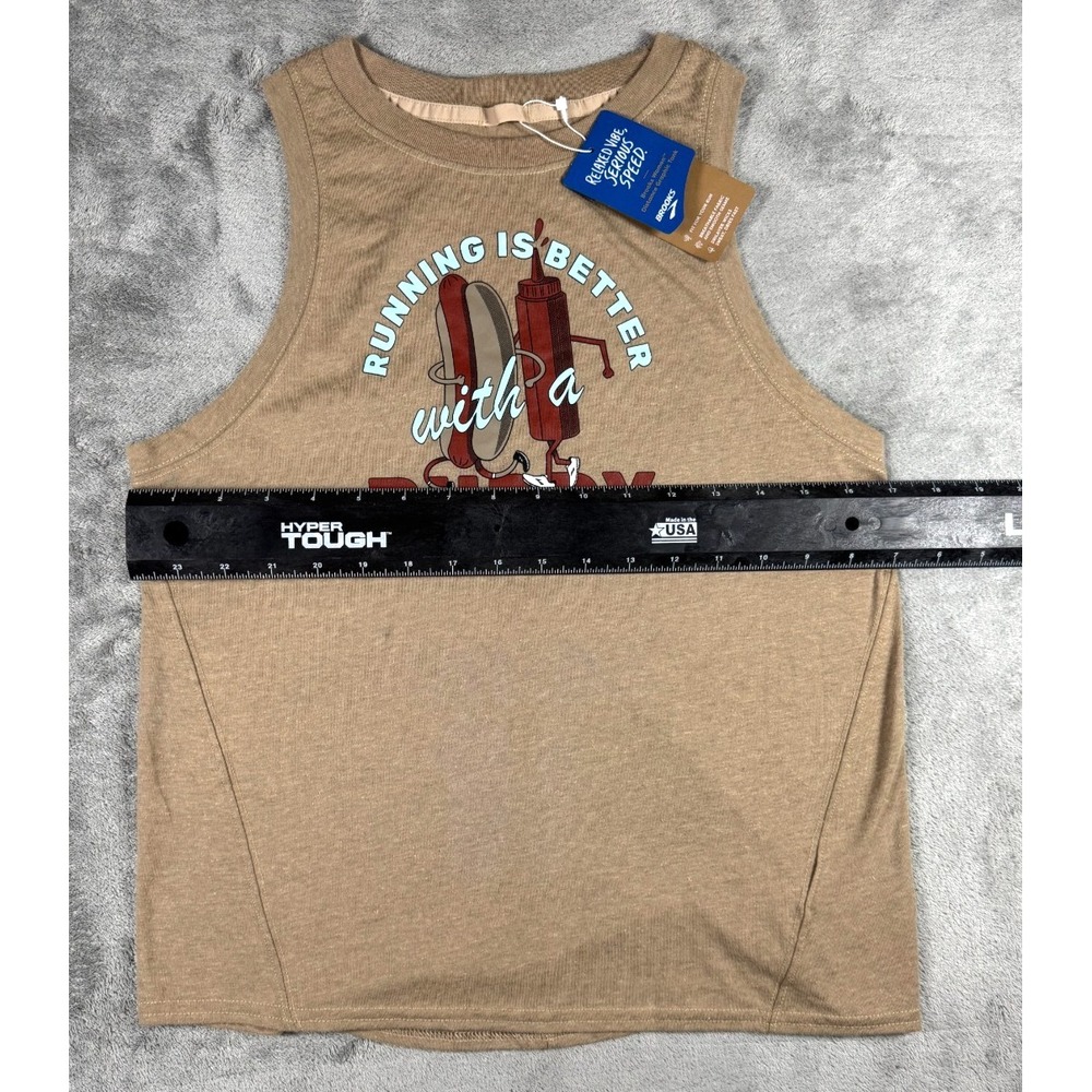 NWT: Brooks Shoes "Run Buddy" Distance Graphic Heather Oatmeal Tank Top Sz Small - Picture 5 of 12